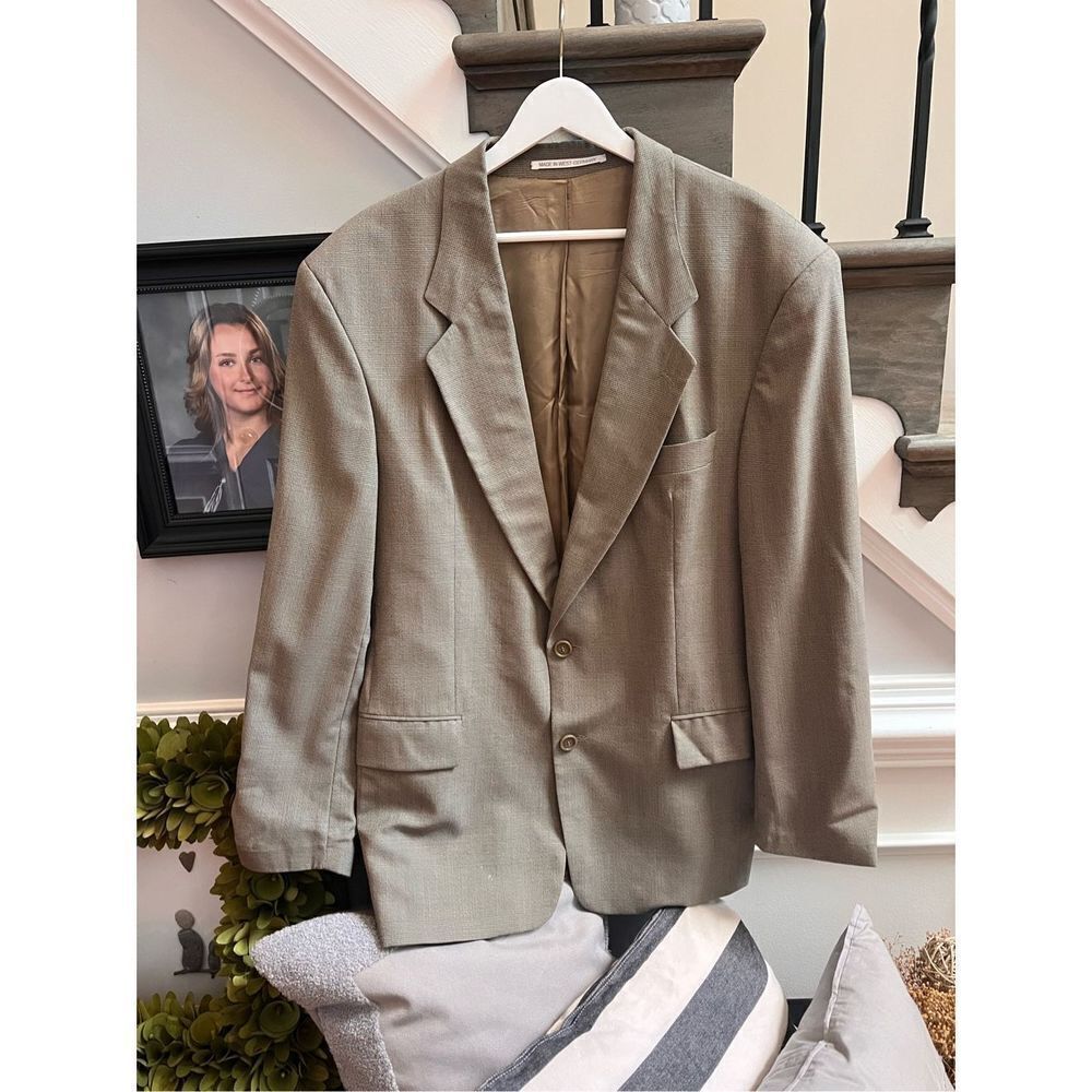 BOSS Hugo Boss Wool Light Brown Pattered Suit Jacket Blazer 42R